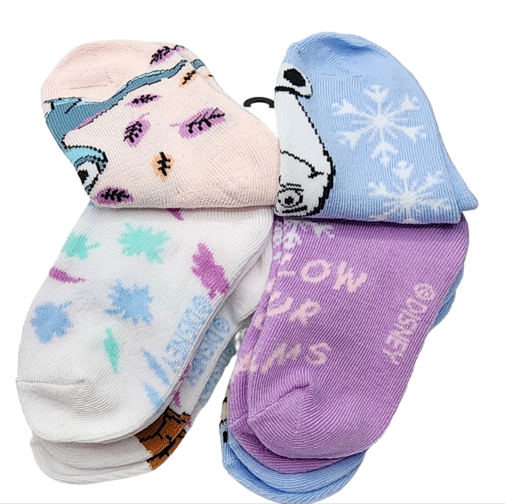 Disney Frozen Anna Elsa and Olaf Toddler Girl Low-Cut Socks‎ 2T-4T 6pk